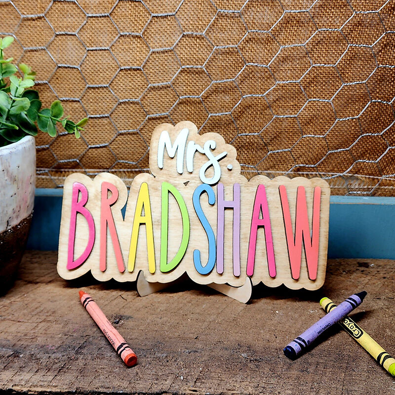 Personalized Name Sign with Random Color Beautiful Present for Teacher