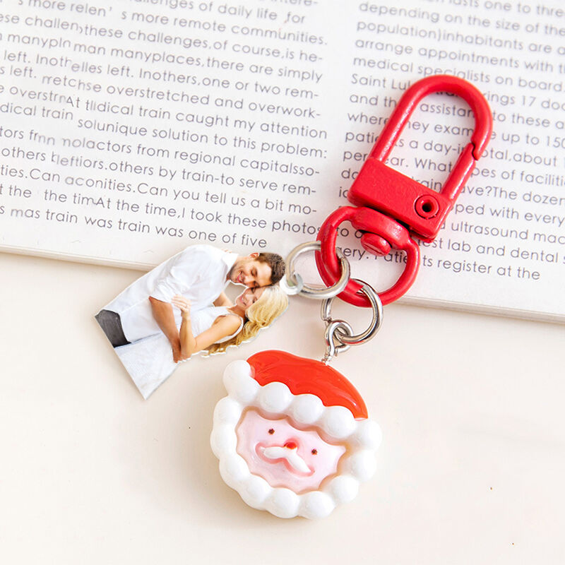 Personalized Acrylic Photo Keychain With Christmas Decoration Gift