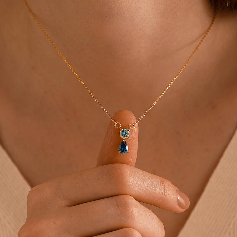 Gepersonaliseerde Tweeling Geboortesteen Ketting Geweldig Cadeau Voor Valentijnsdag