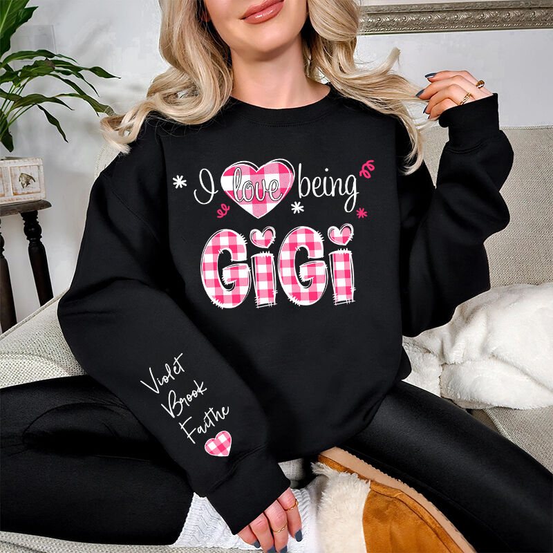 Personalized Sweatshirt I Love Being Mom Chic Plaid Pattern Design Attractive Mother's Day Gift