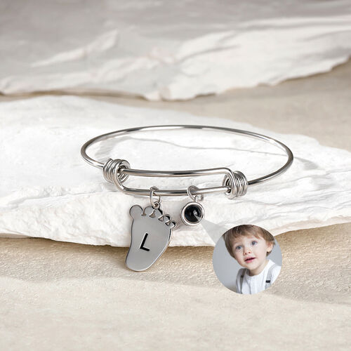 Personalized Projection Photo Bracelet with Custom Alphabet Charm for Kid