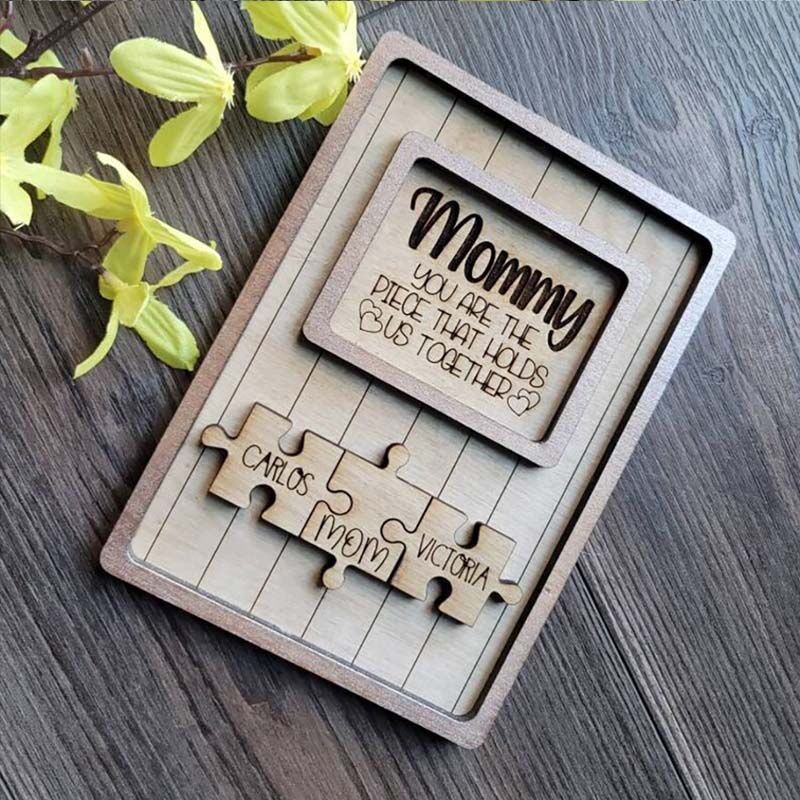 Personalized Puzzle Sign Frame With Kids Names For Mommy
