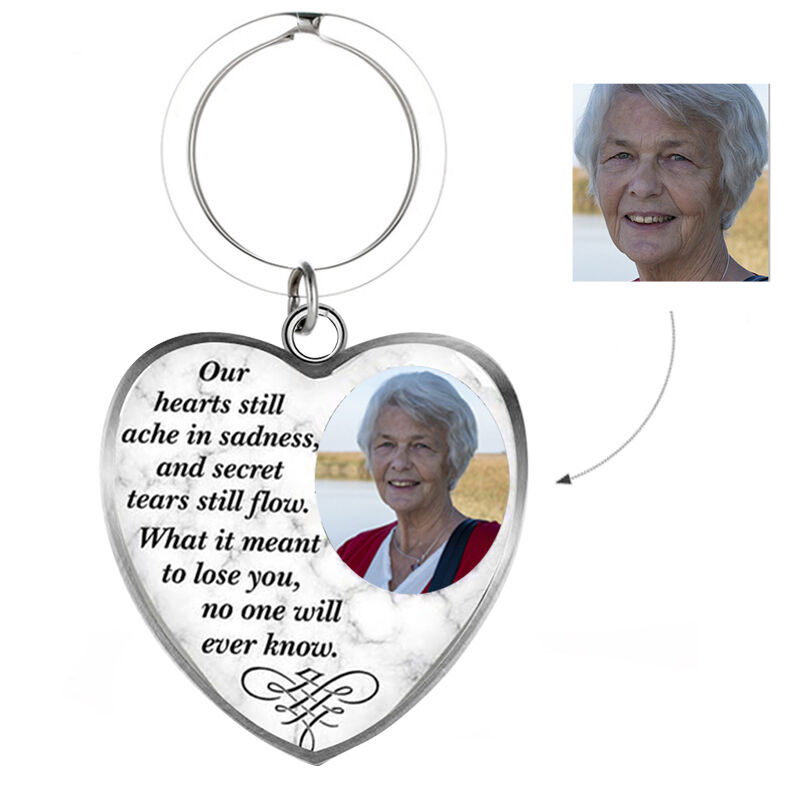 Personalized Photo Memorial Keychain "Our hearts will ache in sadness"