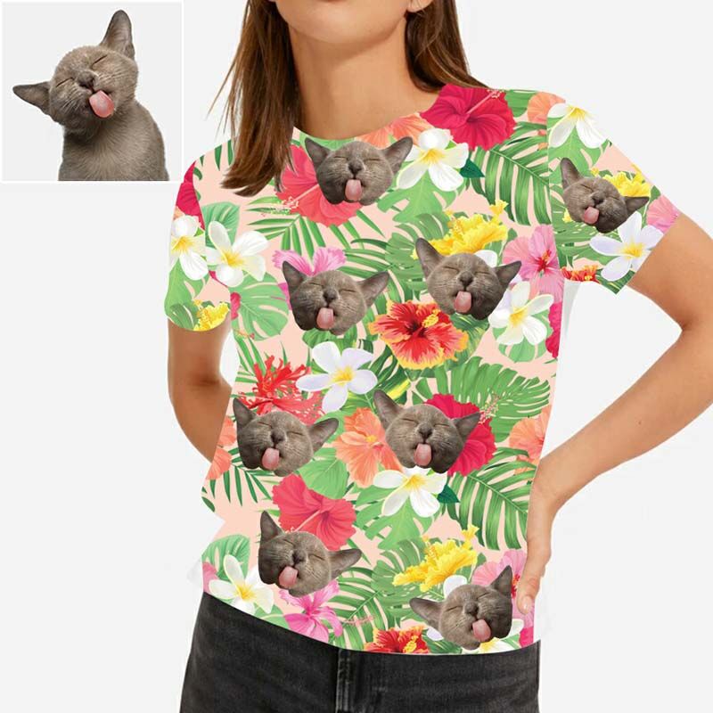 Visage "Belle grappe de fleurs" personnalisé T-Shirt hawaïen pour femme