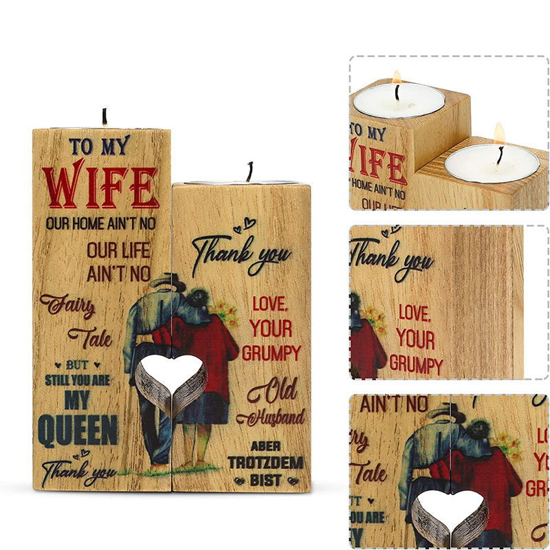 Candelero personalizado hecho a mano de madera regalo para mi esposa