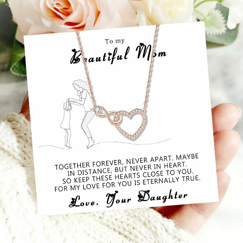 Gife for Mom "Keep These Hearts Close To You For My Love For You Is Eternally True" Necklace