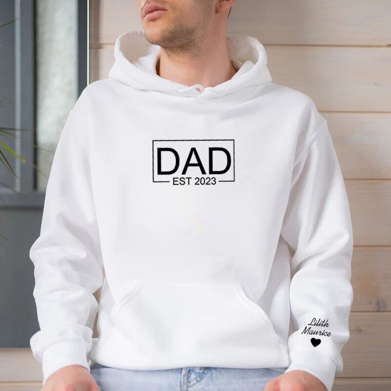 Personalized Hoodie with Custom Name and Date for Dear Dad