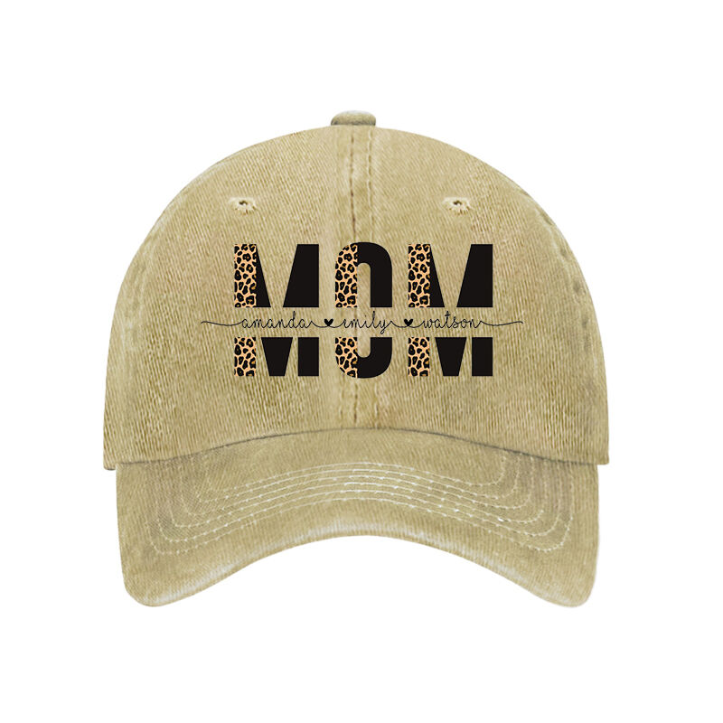 Gorra Personalizada con Estampado de Leopardo MAMÁ Diseño de Nombre Personalizado para el Día de la Madre