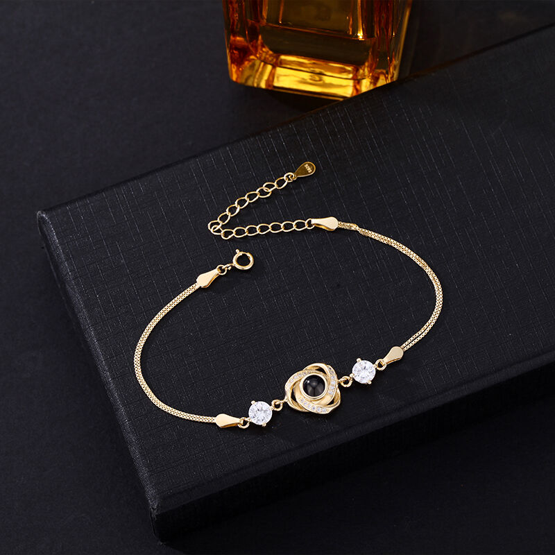 Personalized Circle Projection Bracelet with Diamonds