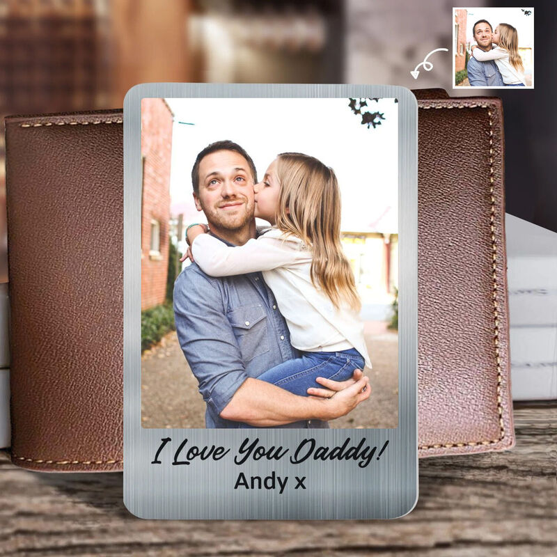 Personalized Aluminum Wallet Card Customized Photo Warm Gift For Father's Day