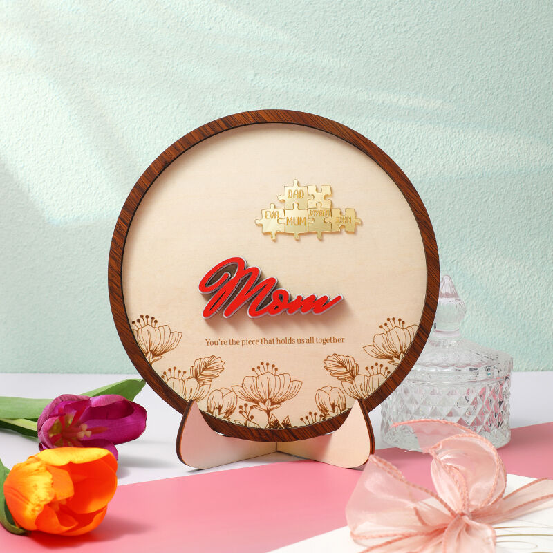 Personalized Round Name Puzzle Photo Frame Mother's Day Gift