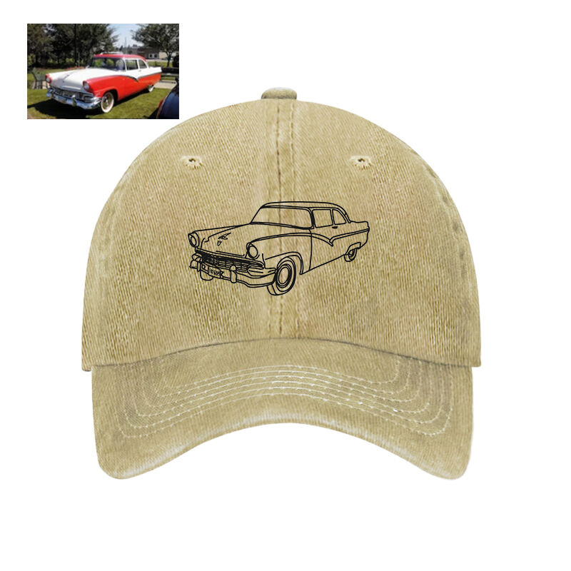 Personalisierte Kappe Custom Car Photo Line Design Perfektes Geschenk für Autoliebhaber