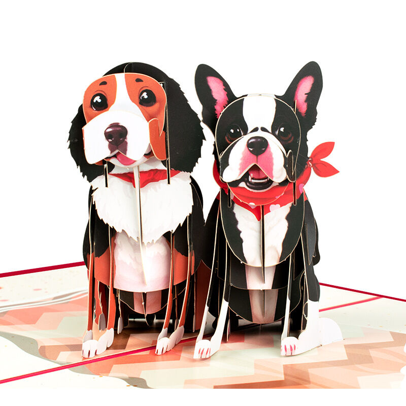 犬 ポップアップカード 飛び出す カード 3D 立体 多目的