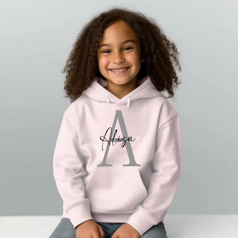 Personalized Children Hoodie Custom Name And Initials Simple Gift For Kids