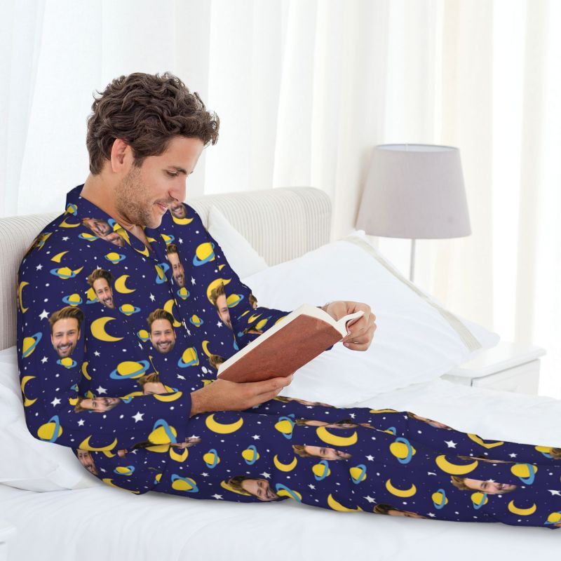 Personalized Pajamas Custom Photo Deep Universe Planet Pattern Design Creative Gift for Family