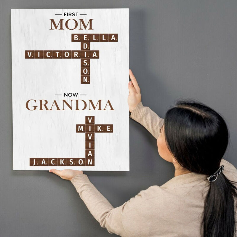 Personalized Name Crossword Canvas Wall Art Best Gift for Mother's Day