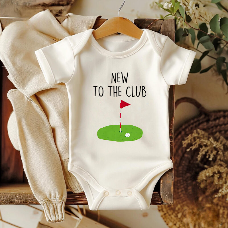 Gepersonaliseerde Baby Onesie New To The Club Golf Design Creatief Baby Shower Cadeau voor Golfliefhebbers