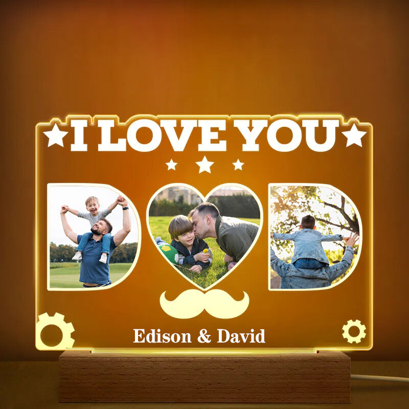 Personalized Picture Night Light Warm Father's Day Present "I Love You"