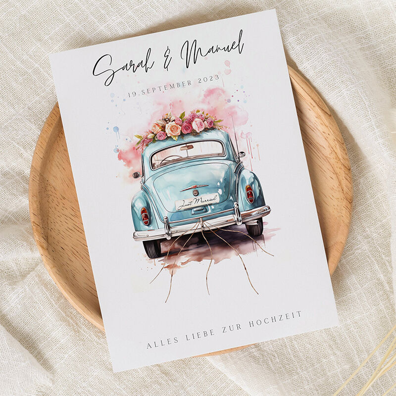 Personalisierter Rahmen Romantische Hochzeit Auto Individuelle Nachricht Kreative Geldgeschenk für die Braut und Bräutigam