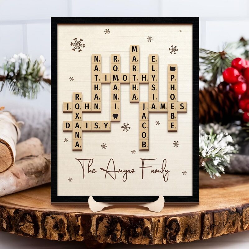 Personalized Frame Scrabble Sign Custom Family Names Puzzle Design Attractive Gift for Her Loved One