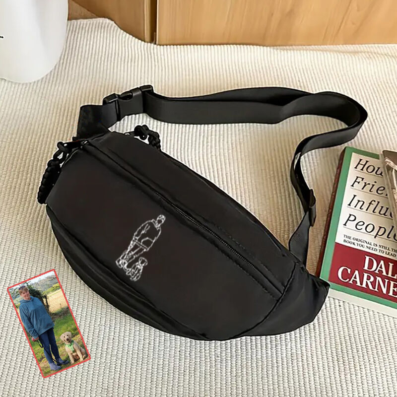 Personalisierte Gürteltasche mit gesticktem Foto Praktisches Geschenk für Tierliebhaber