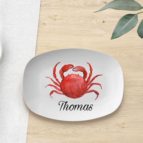 Assiette d'identité personnalisée avec un motif de crabe pour un ami