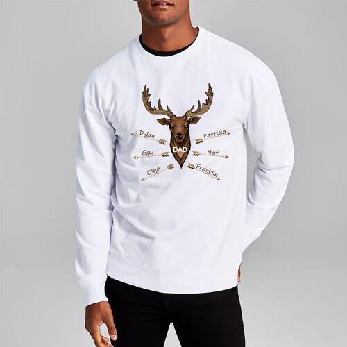 Personalized Sweatshirt Brown Deer Pattern with Custom Name Father's Day Gift