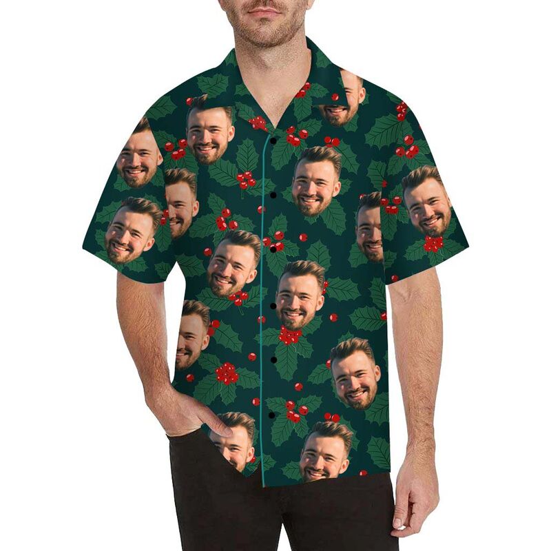 Custom Face Berry Men's All Over Print Hawaiian Shirt