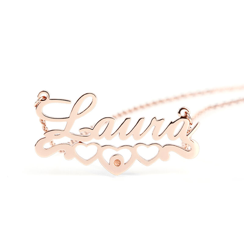 "I Will Always Stand by You" Heart Name Necklace with Birthstone