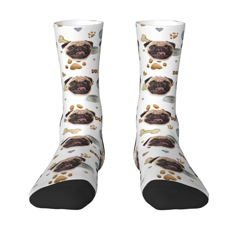 Calcetines personalizables con cara de perro impresos con artículos para perros