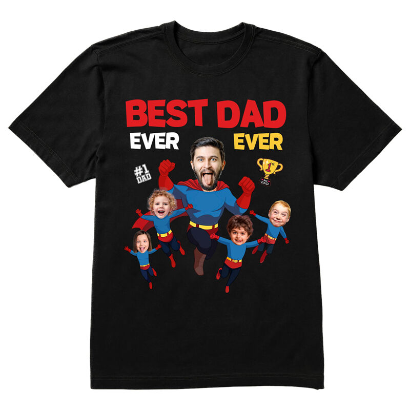 Personalized T-shirt Best Dad Ever Custom Photos Superman Outfit Design Wonderful Gift for Father's Day
