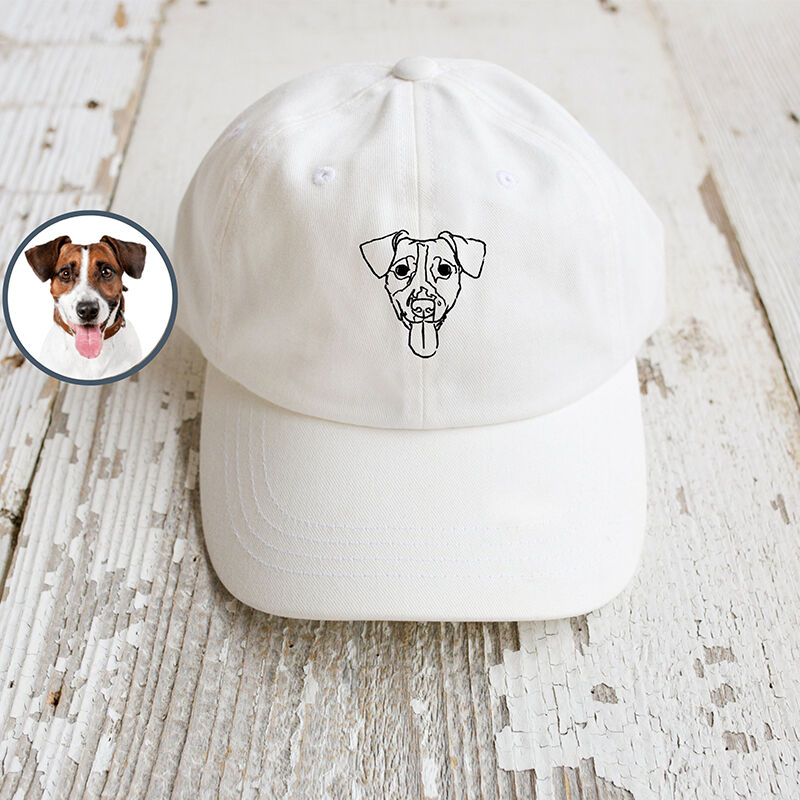 Personalisierte Kappe Individuell bestickt Haustier Kopf Linie Foto Attraktives Geschenk für Tierliebhaber
