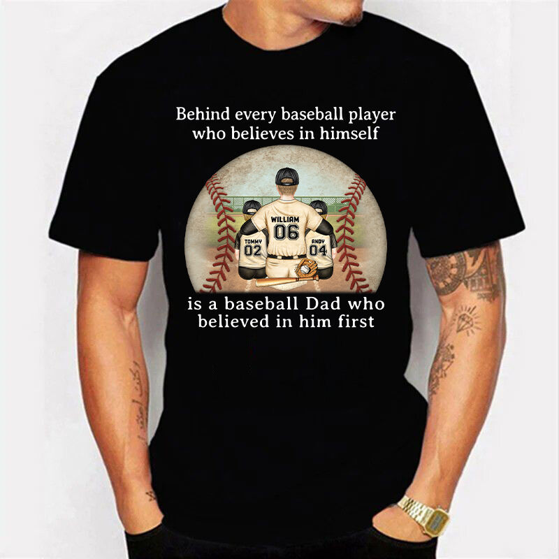 Personalized T-shirt Custom Character Cool Baseball Design for Sport Fan Loving Father's Day Gift