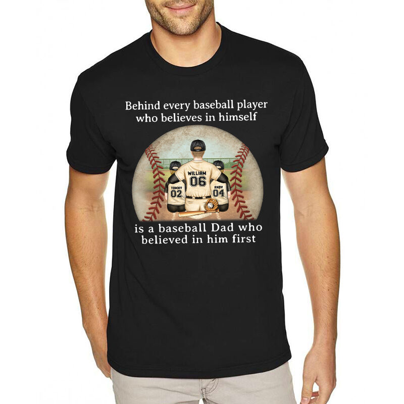 Personalized T-shirt Custom Character Cool Baseball Design for Sport Fan Loving Father's Day Gift