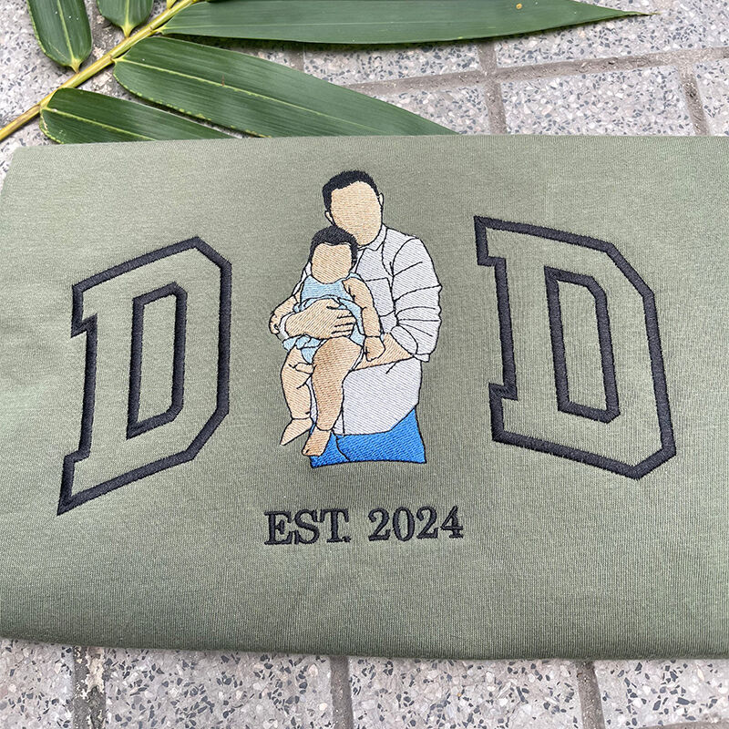 Personalisierte Hoodie bestickt Papa mit benutzerdefinierten Foto-Design einzigartiges Geschenk für den Vatertag