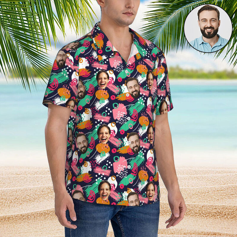 Personalisierte Hawaii-Hemden mit Doodles für Männer Tops für die Feiertage