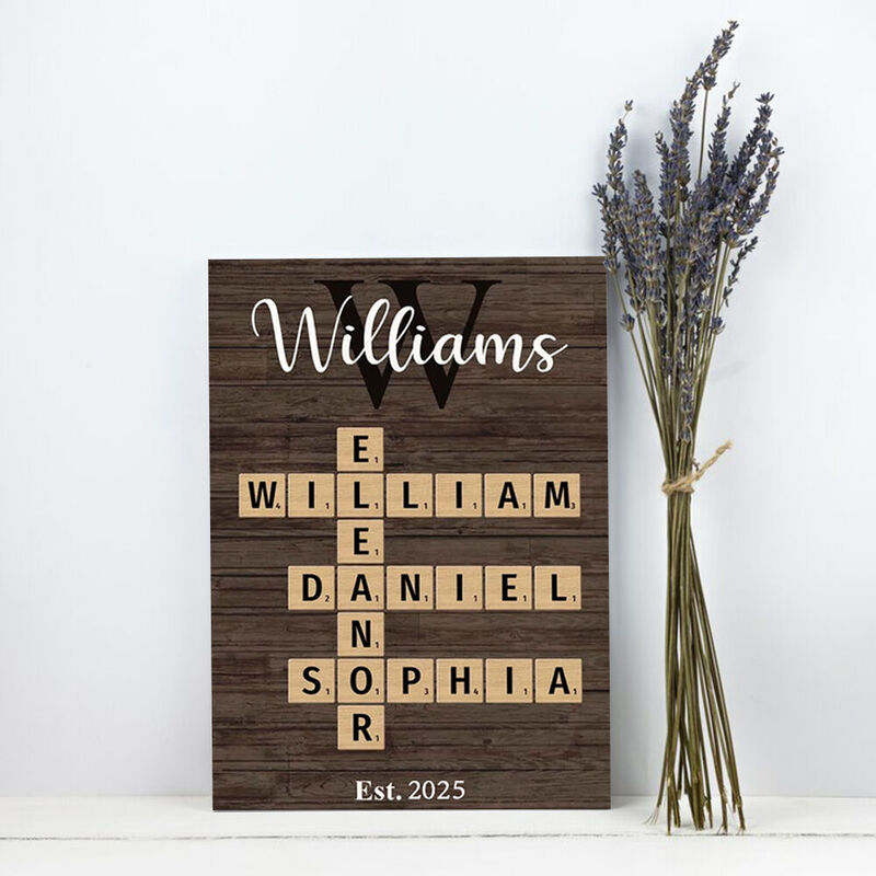 Personalized Name Crossword Canvas Wall Art with Custom Letter Simple Gift for Family