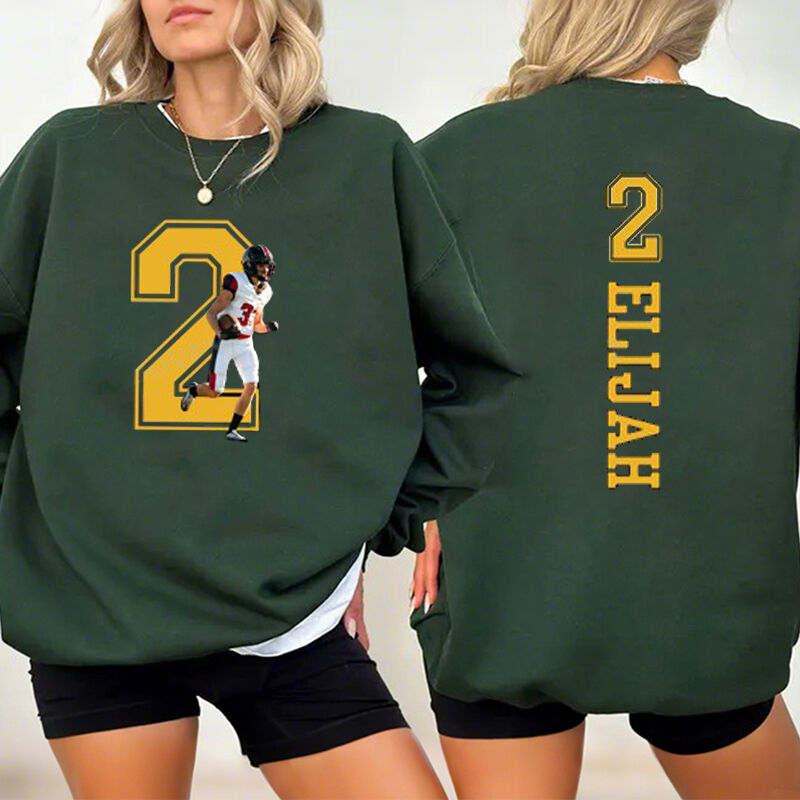 Sudadera personalizada con foto personalizada con tu número y nombre. Regalo único para amantes del deporte.