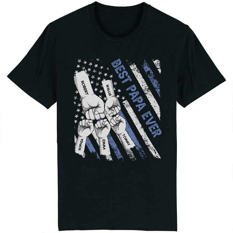 Personalized T-shirt Best Dad Ever Fist Bumps Custom Name Design Perfect Gift for Father's Day