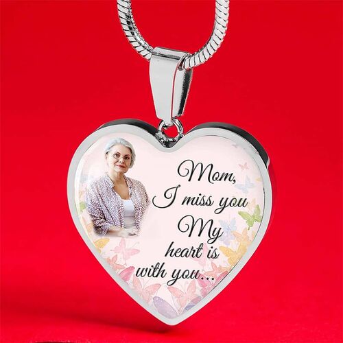 "Mom I Miss You" Custom Photo Memorial Necklace
