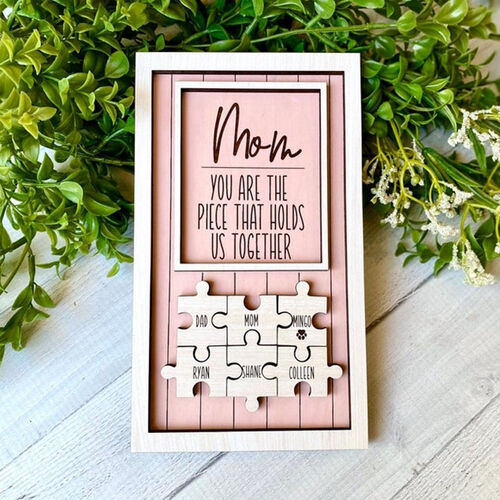 "You Are The Piece That Holds Us Together"Puzzle Personalizzati Pezzi Nome Segno Rosa