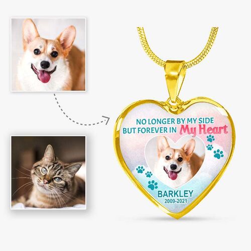 "No Longer By My Side But Forever In My Heart" Luxury Pet Memorial Necklace