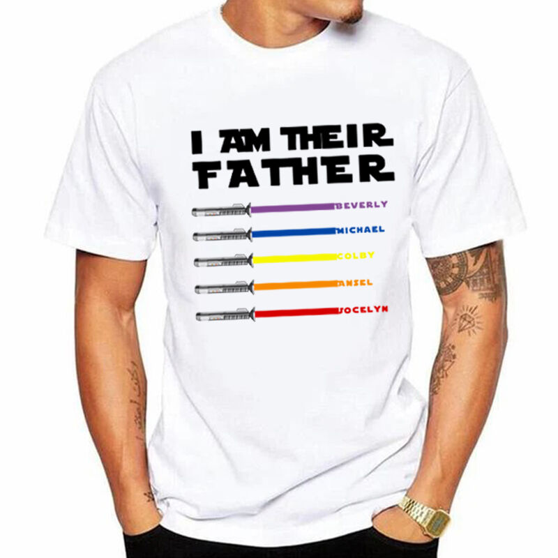 Personalized T-shirt with Custom Name Lightsaber Pattern for Father's Day