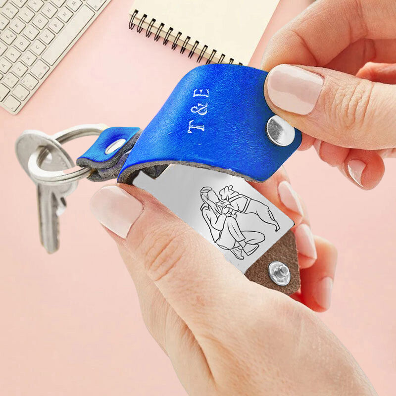 Custom Mini Photo Leather Keychain for Him