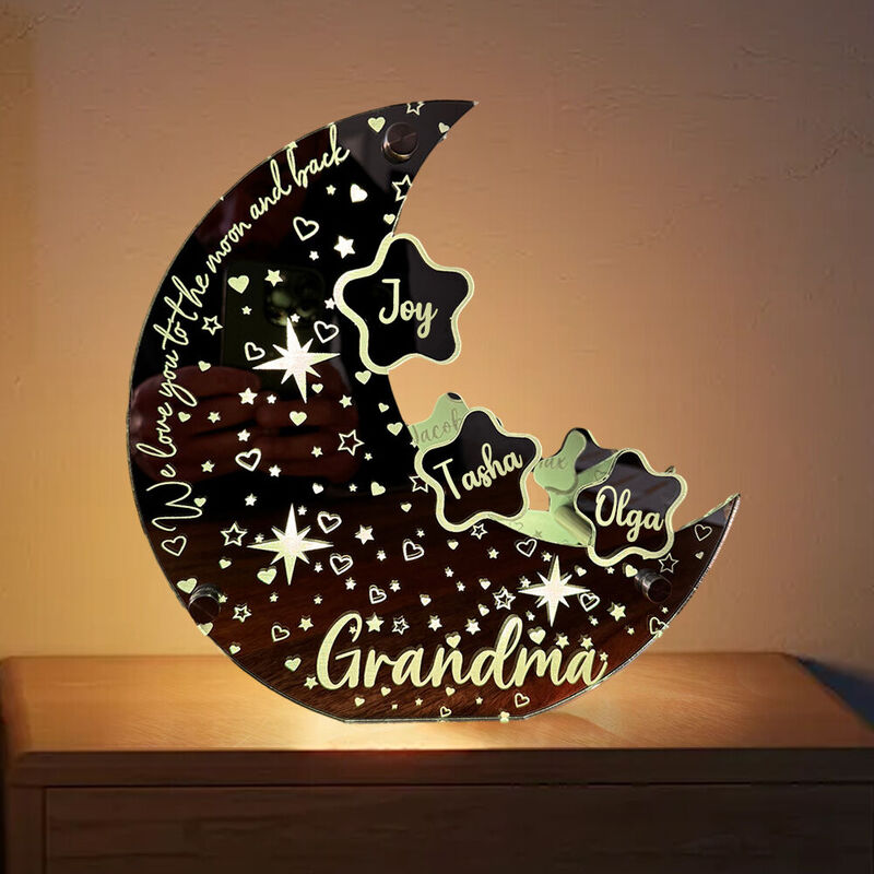 Personalized Led Mirror Light Moon Shape Cool Gift For Family