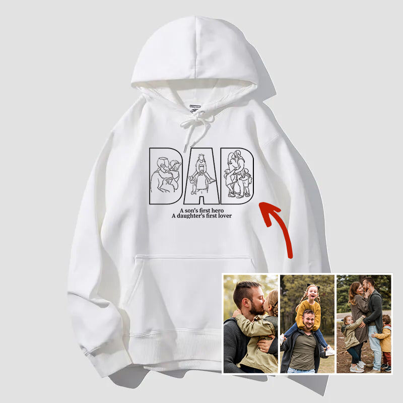 Personalized Hoodie Embroidered Custom Photos with Dad Pattern Design Perfect Gift for Father's Day