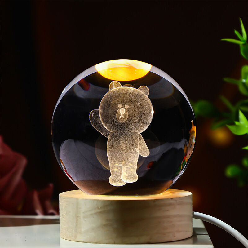 3D Carved Crystal Ball Night Light Interesting Gift for Children