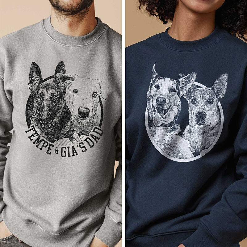 Personalized Sweatshirt Custom Photo Animal Portrait Cool Style Design Perfect Gift for Pet Lovers