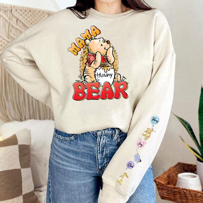 Personalized Sweatshirt Mama Bear Custom Cute Cartoon Pattern Design Adorable Mother's Day Gift