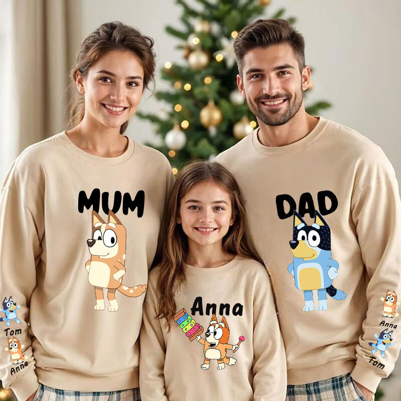 Personalized Parent-Child Outfit Customized Cute Puppy Icon Gift for Family